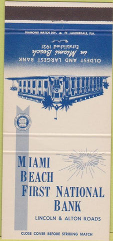 Matchbook Cover - Miami Beach First National Bank FL 30 Strike