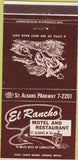 Matchbook Cover - El Rancho Motel Restaurant St Albans WV 30 Strike
