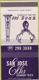 Matchbook Cover - Elks Lodge San Jose CA 30 Strike