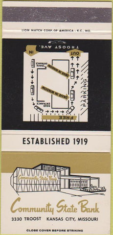 Matchbook Cover - Community State Bank Kansas City MO 30 Strike