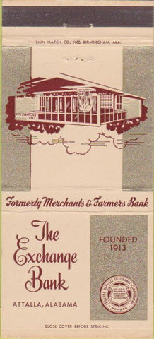 Matchbook Cover - The Exchange Bank Attalla AL 30 Strike
