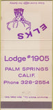 Matchbook Cover - Elks Lodge Palm Springs CA 30 Strike