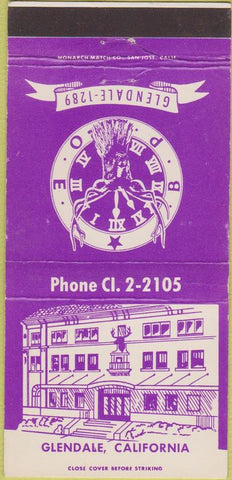 Matchbook Cover - Elks Lodge Glendale CA 30 Strike