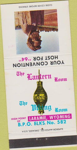 Matchbook Cover - The Lantern Room Elks Club Laramie WY 1964 30 Strike