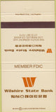 Matchbook Cover - Wilshire State Bank Los Angeles CA 30 Strike