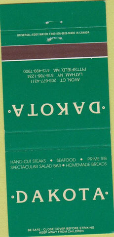Matchbook Cover - Dakota Restaurant Avon CT Latham NY Pittsfield MA 30 Strike