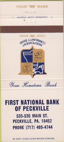 Matchbook Cover - First National Bank Peckville PA 30 Strike