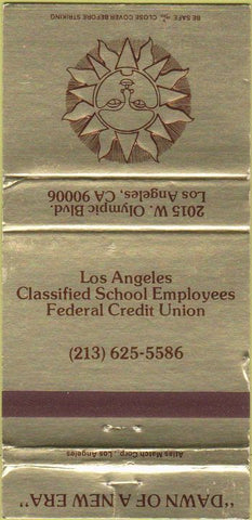 Matchbook Cover - Los Angeles School Credit Union CA WEAR 30 Strike