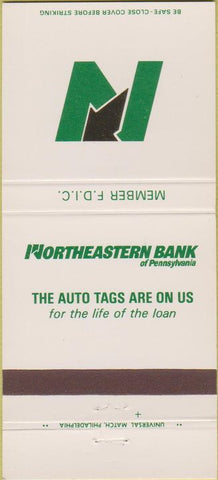 Matchbook Cover - Northeastern Bank Scranton Plymouth Carbondale PA 30 Strike