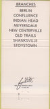 Matchbook Cover - National Bank of Western PA Berlin Confluence 30 Strike