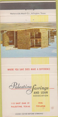 Matchbook Cover - Palestine Savings Loan TX 30 Strike