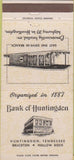 Matchbook Cover - Bank of Huntingdon TN Hollow Rock Bruceton 30 Strike