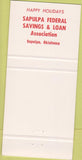 Matchbook Cover - Sapulpa Federal Savings Loan OK 30 Strike