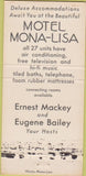 Matchbook Cover - Motel Mona Lisa Inkster MI 30 Strike