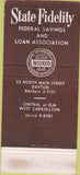 Matchbook Cover - State Fidelity Federal Savings West Carrollton OH 30 Strike