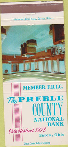 Matchbook Cover - Preble County National Bank Eaton OH 30 Strike