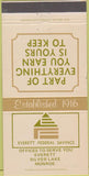Matchbook Cover - Everett Federal Savings Silver Lake Monroe WA 30 Strike