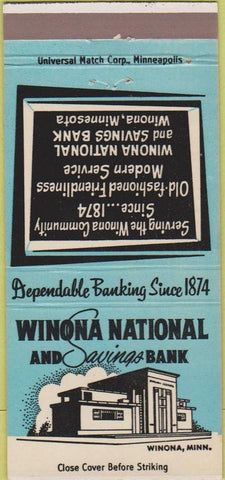 Matchbook Cover - Winona National Savings Bank MN 30 Strike