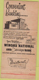 Matchbook Cover - Winona National Savings Bank MN 30 Strike