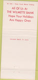 Matchbook Cover - Wilmette Bank Christmas 30 Strike