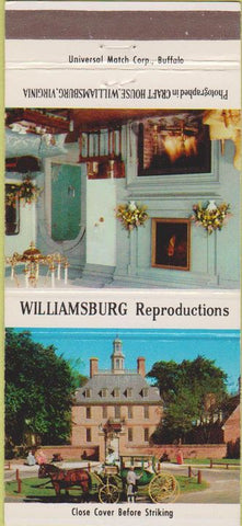 Matchbook Cover - Williamsburg Reproductions Buffalo NY furniture 30 Strike