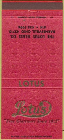 Matchbook Cover - Lotus Glassware Barnesville OH 30 Strike