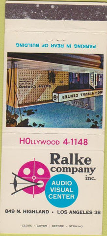 Matchbook Cover - Ralke Co Audio Visual Los Angeles CA WEAR 30 Strike