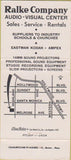 Matchbook Cover - Ralke Co Audio Visual Los Angeles CA WEAR 30 Strike