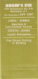 Matchbook Cover - Adam's Rib Washington DC 30 Strike