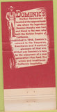 Matchbook Cover - Dominic's Harbor Restaurant San Rafael CA 30 Strike