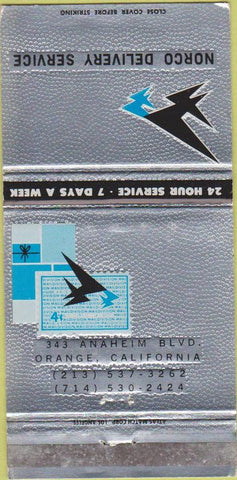 Matchbook Cover - Norco Delivery System Orange CA trucking 30 Strike