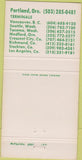 Matchbook Cover - Mitchell Bros Trucking Portland OR 30 Strike