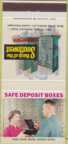 Matchbook Cover - Bank of the Southwest Houston TX 30 Strike