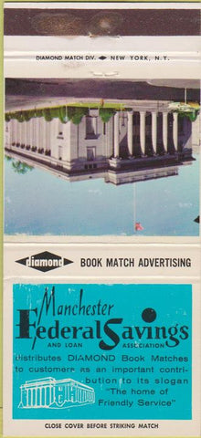 Matchbook Cover - Manchester Federal Savings Providence RI Diamond 30 Strike