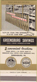 Matchbook Cover - Greensburg Savings Loan PA 30 Strike