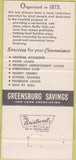 Matchbook Cover - Greensburg Savings Loan PA 30 Strike