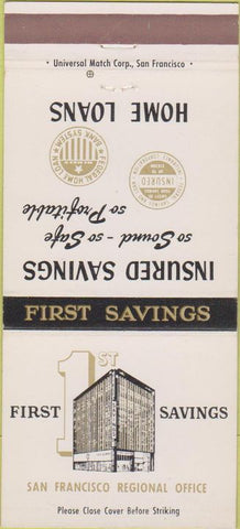 Matchbook Cover - First Savings Bank San Francisco CA 30 Strike