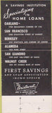 Matchbook Cover - First Savings Bank San Francisco CA 30 Strike