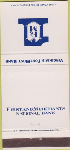 Matchbook Cover - First Merchants National Bank Virginia VA 30 Strike