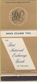 Matchbook Cover - First National Exchange Bank of VA 30 Strike