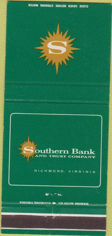 Matchbook Cover - Southern Bank Trust Richmond VA 30 Strike