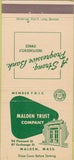 Matchbook Cover - Malden Trust Co Malden MA 30 Strike