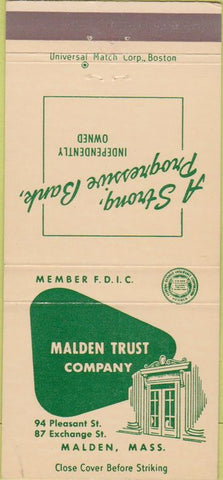 Matchbook Cover - Malden Trust Co Malden MA 30 Strike