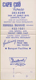 Matchbook Cover - Cape Cod House Walnut Creek CA Lafayette 30 Strike