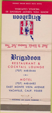 Matchbook Cover - Brigadoon Restaurant Vacaville CA WEAR 30 Strike
