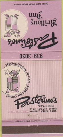Matchbook Cover - Pastorino's Walnut Creek CA 30 Strike