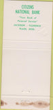 Matchbook Cover - Citizens National Bank Plain MS Jackson Florence 30 Strike