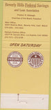 Matchbook Cover - Beverly Hills Federal Savings CA 30 Strike