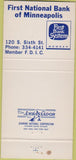 Matchbook Cover - First Minneapolis MN Bank 30 Strike