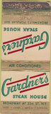 Matchbook Cover - Gardner's Steak House New York City WORN 21 Strike Feature